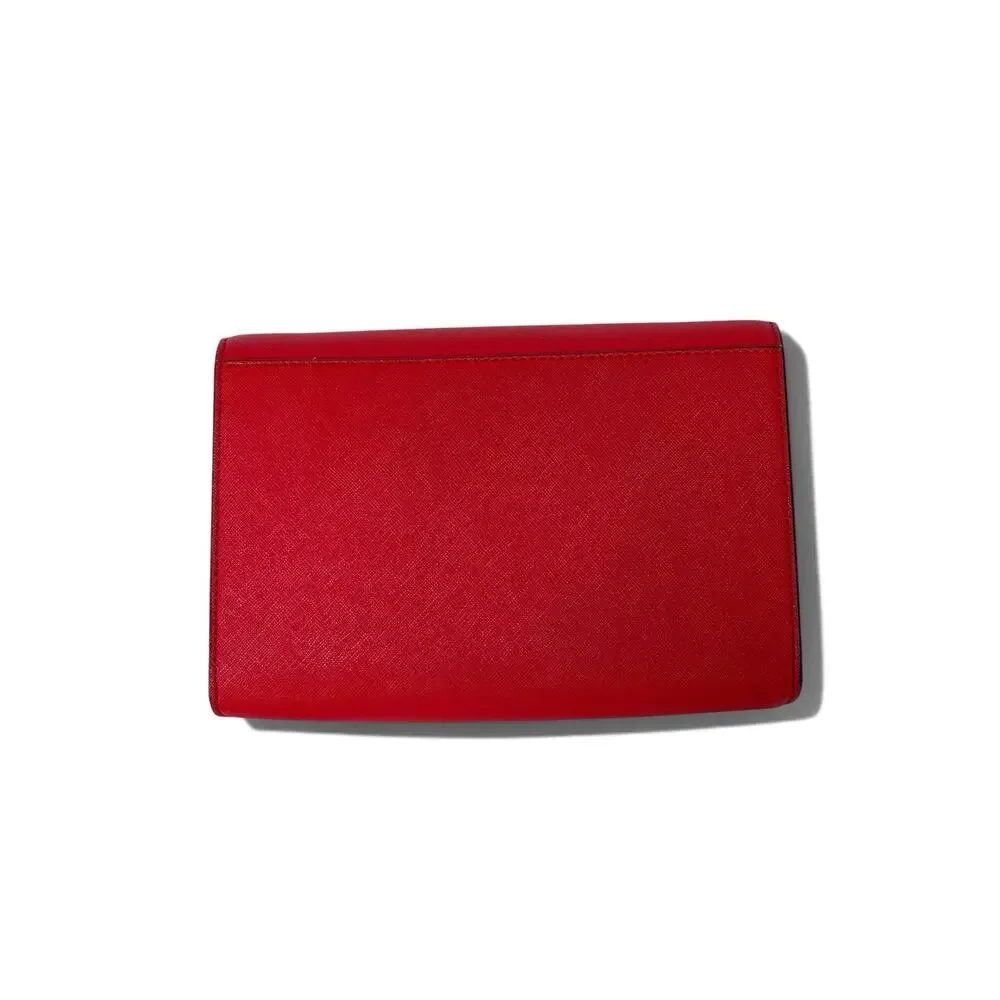 TORY BURCH Leather Crossbody Bag with Gold Hardware - Poppy Red Color